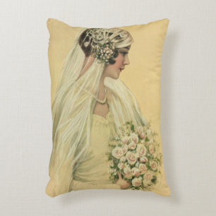 Vintage Wedding, Victorian Bride Bridal Portrait Accent Pillow