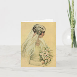 Vintage Wedding, Victorian Bride Bridal Portrait Thank You Card