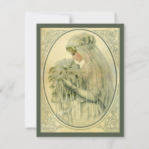 Vintage Wedding, Victorian Bride, Save the Date Invitation