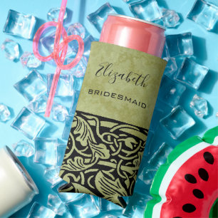 Vintage Wedding, Victorian Flower Floral Scroll Seltzer Can Cooler