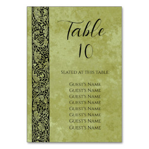 Vintage Wedding, Victorian Flower Floral Scroll Table Number