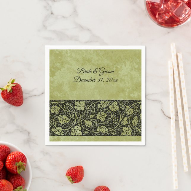 Vintage Wedding, Victorian Grape Vine Leaves Napkin (Insitu)