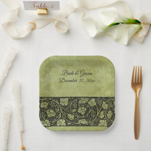 Vintage Wedding, Victorian Grape Vine Leaves Paper Plate