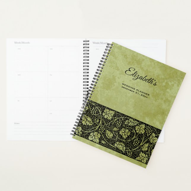 Vintage Wedding, Victorian Grape Vine Leaves Planner (Display)