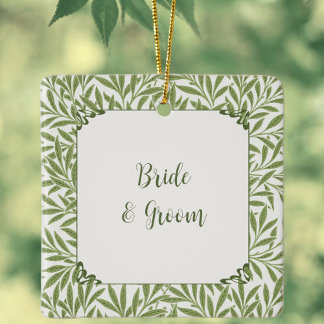 Vintage Wedding, Victorian Willow Leaves Pattern Ceramic Ornament
