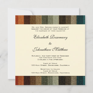 Vintage Wedding, Warm Autumn Stripes Pattern Invitation