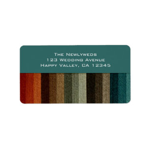 Vintage Wedding, Warm Autumn Stripes Pattern Label