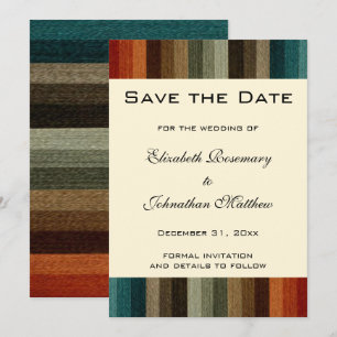 Vintage Wedding, Warm Autumn Stripes Pattern Save The Date
