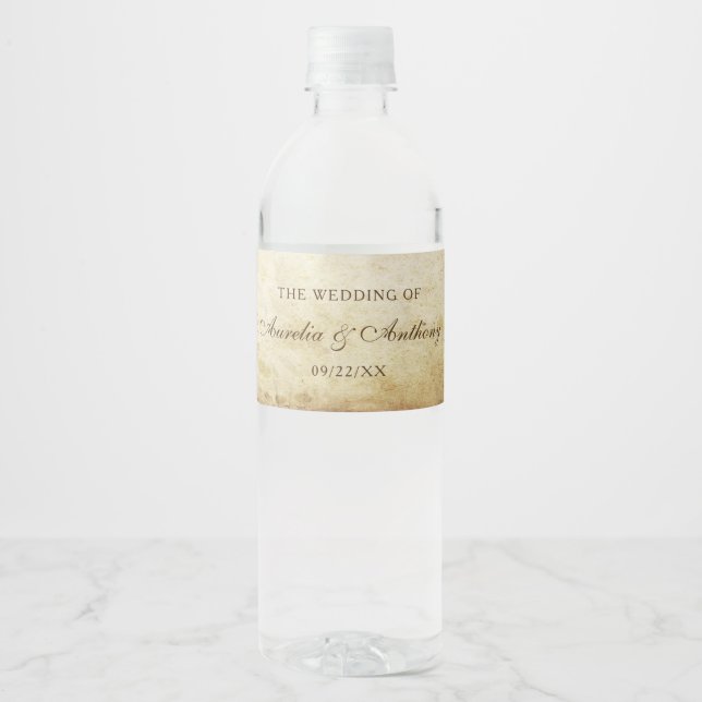 Vintage Wedding Water Bottle Label (Front)