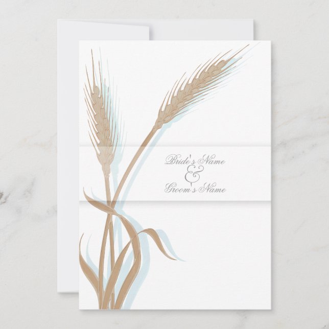 Vintage wedding wheat flower invitation (Front)
