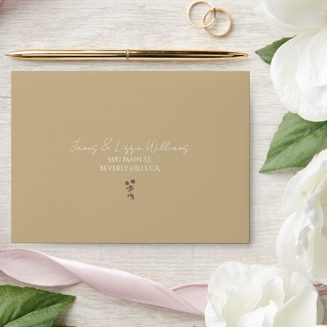 Vintage Wedding White Script Brown Envelope (Wedding)
