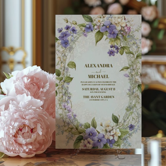 Vintage Wedding William Morris Lavender Invitation (Creator Uploaded)