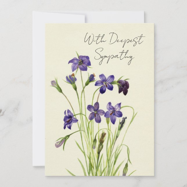 Vintage Weeping Violets Floral Sympathy Card  (Front)