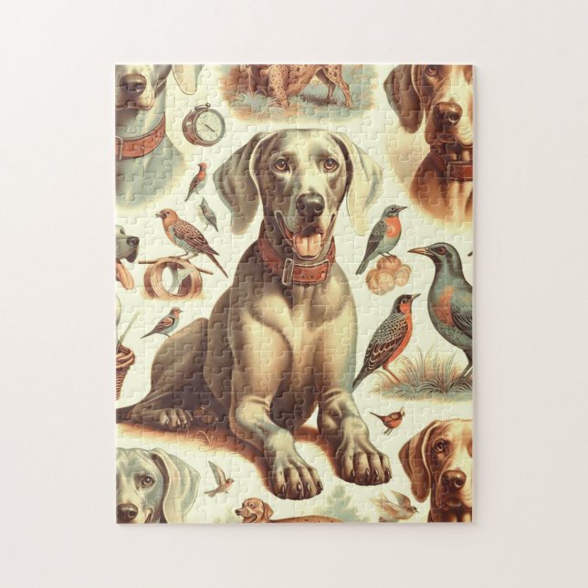 Vintage Weimaraner Seamless Jigsaw Puzzle (Vertical)