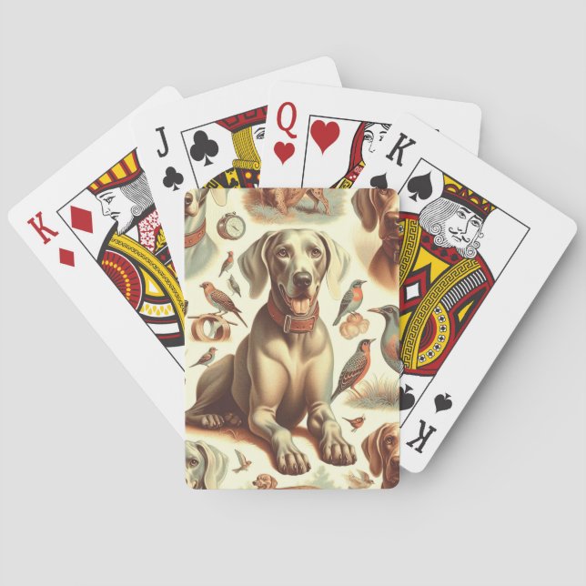 Vintage Weimaraner Seamless Playing Cards (Back)