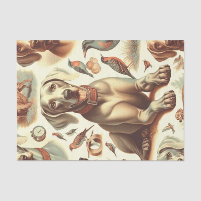 Vintage Weimaraner Seamless Tissue Paper (Front)