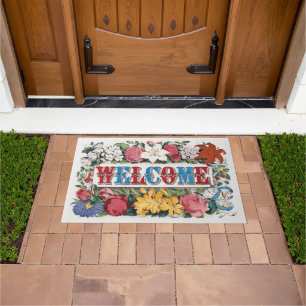 Vintage WELCOME Flowers Housewarming Party Doormat