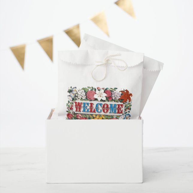 Vintage WELCOME Flowers Housewarming Party  Favour Bag (Party)