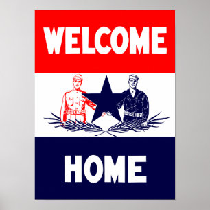 Vintage Welcome Home Military Print