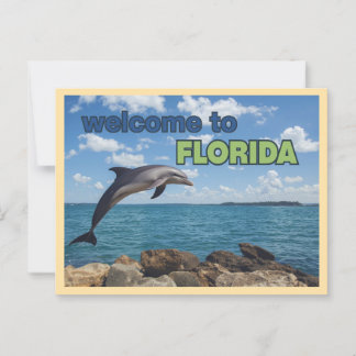 Vintage Welcome to Florida Dolphin Postcard