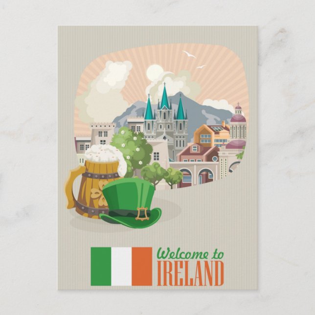 Vintage welcome to Ireland europe irish dublin  Postcard (Front)