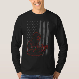 Vintage Welding American Flag  4th Of July Welding T-Shirt