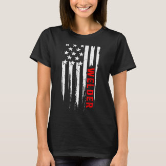 Vintage Welding Us American Flag Patriotic Welder T-Shirt