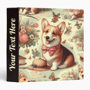 Vintage Welsh Corgi Cardigan Illustration Binder