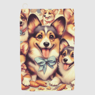 Vintage Welsh Corgi Cardigan Seamless Golf Towel