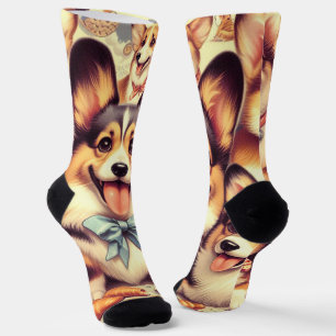 Vintage Welsh Corgi Cardigan Seamless Socks