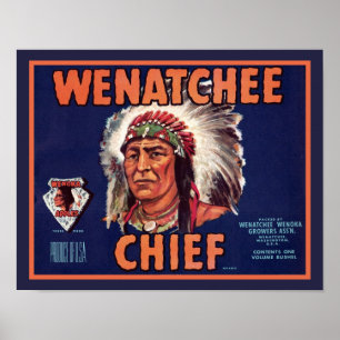 Vintage Wenatchee Chief Apples Advertisement Poster