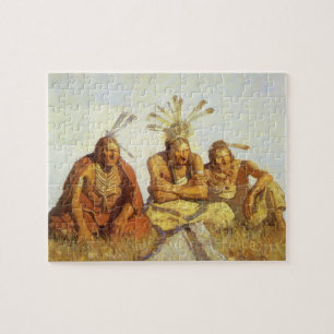Vintage West, Guardians War or Peace by NC Wyeth Jigsaw Puzzle