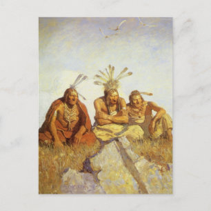 Vintage West, Guardians War or Peace by NC Wyeth Postcard