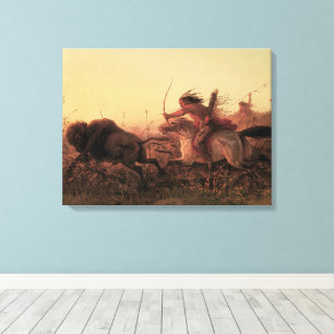 Vintage West, Indian Buffalo Hunt by Charles Wimar Canvas Print