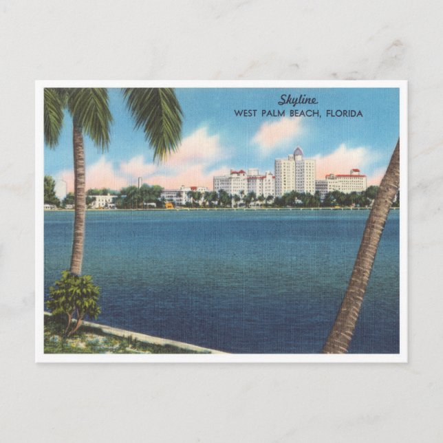 Vintage West Palm Beach, Florida Skyline Postcard (Front)