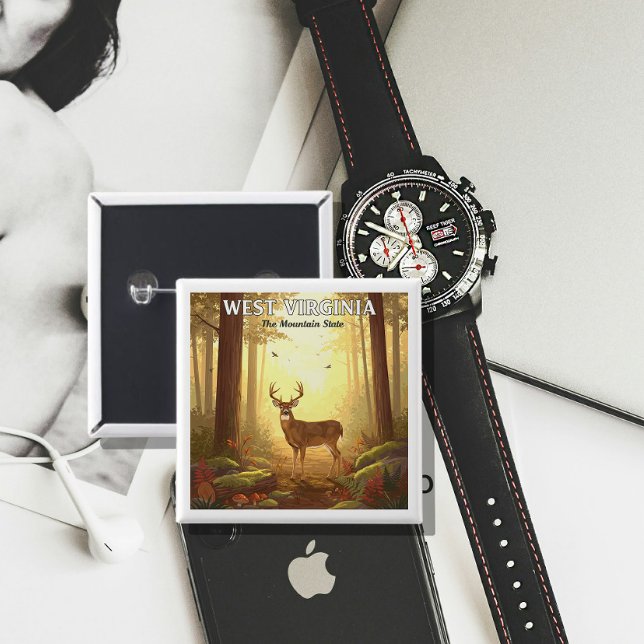 Vintage West Virginia 2 Inch Square Button (Creator Uploaded)