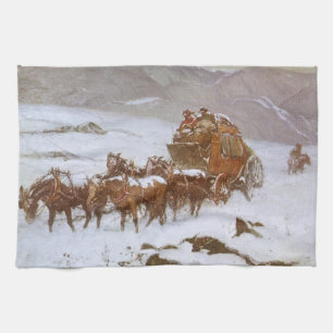 Vintage West, Why the Mail Was Late by Berninghaus Kitchen Towel