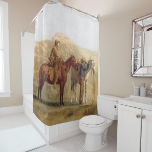 Vintage Western Art Cowboy With Horses