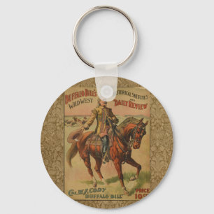 Vintage Western Buffalo Bill Wild West Show Poster Keychain