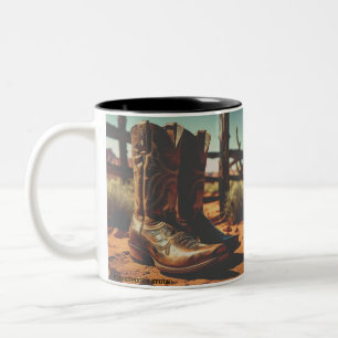Vintage Western Coffee Mug   Cowboy Boots