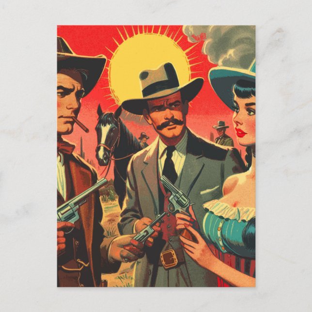 Vintage Western Comics Illustration Postcard (Front)