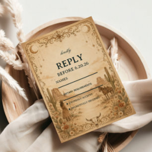 Vintage Western Cosmic Elegant RSVP Card