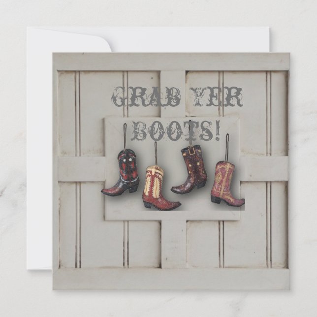 vintage western country cowboy wedding invitation (Front)
