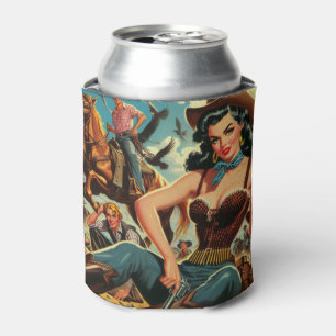 Vintage Western Country Girl Can Cooler