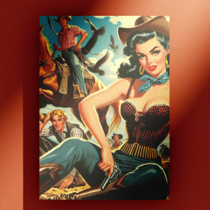 Vintage Western Country Girl Postcard