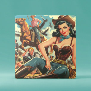 Vintage Western Country Girl Tile