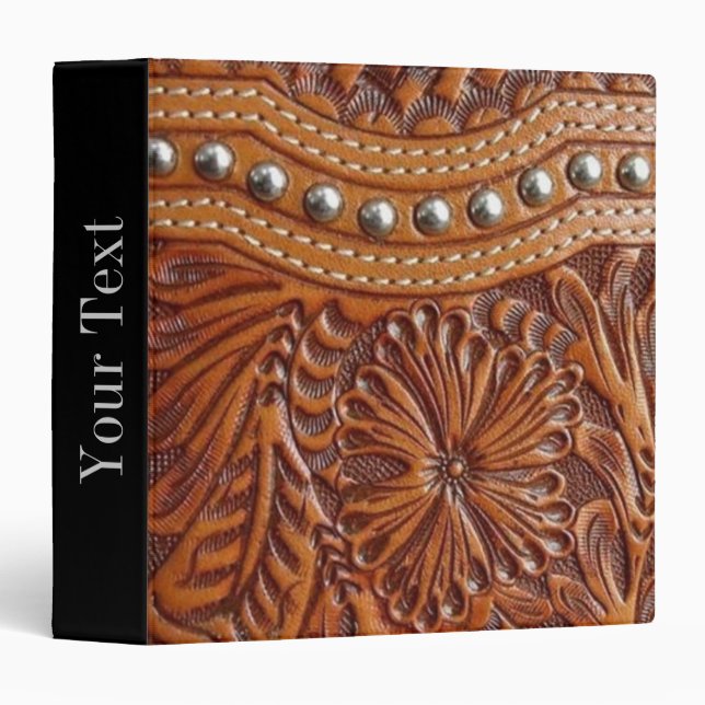 vintage western country pattern studded leather binder (Front/Spine)