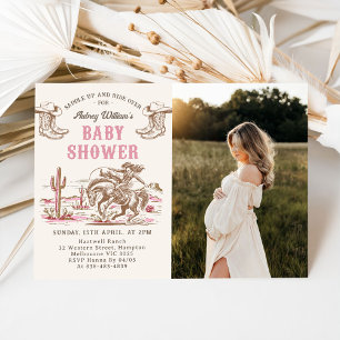 Vintage Western Cowboy Baby shower Invitation 
