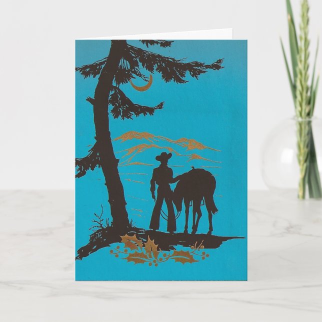 Vintage Western Cowboy Christmas Holiday Card (Front)