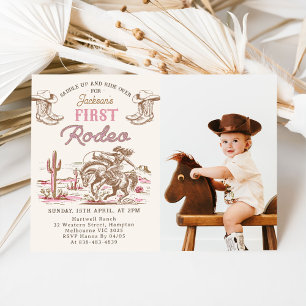 Vintage Western Cowboy First Rodeo Invitation 